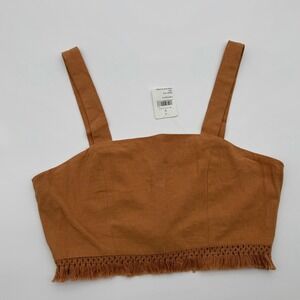 Windsor Rust Fringe Hem Crop Top NWT